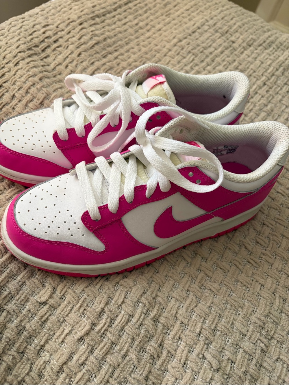 Nike White and Hot Pink Low-Top Sneakers